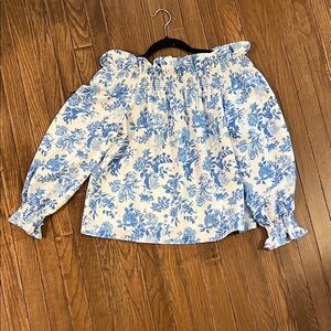Floral Blue and White Women's Top
